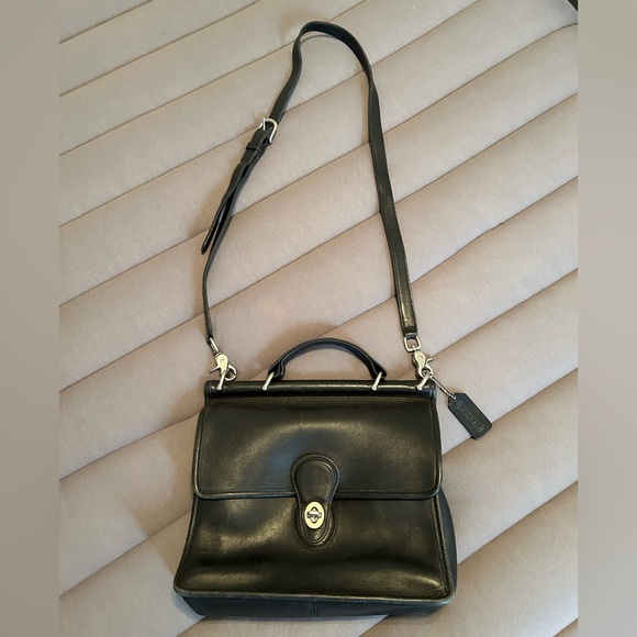 RARE Vintage COACH Willis Crossbody Bag Black/Nickel - Picture 9 of 12